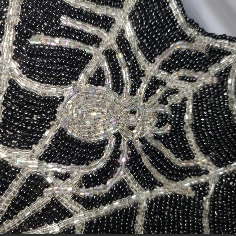 4 Sparkly Beaded Spider Web Placemat Chargers 15